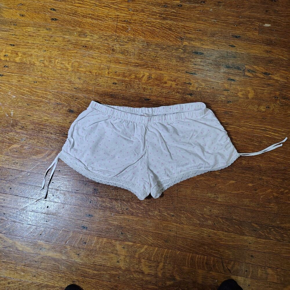 Y2K Micro Lace Trimmed Coquette Polka Dotted Lounge Sleep Shorts Sz S/T728